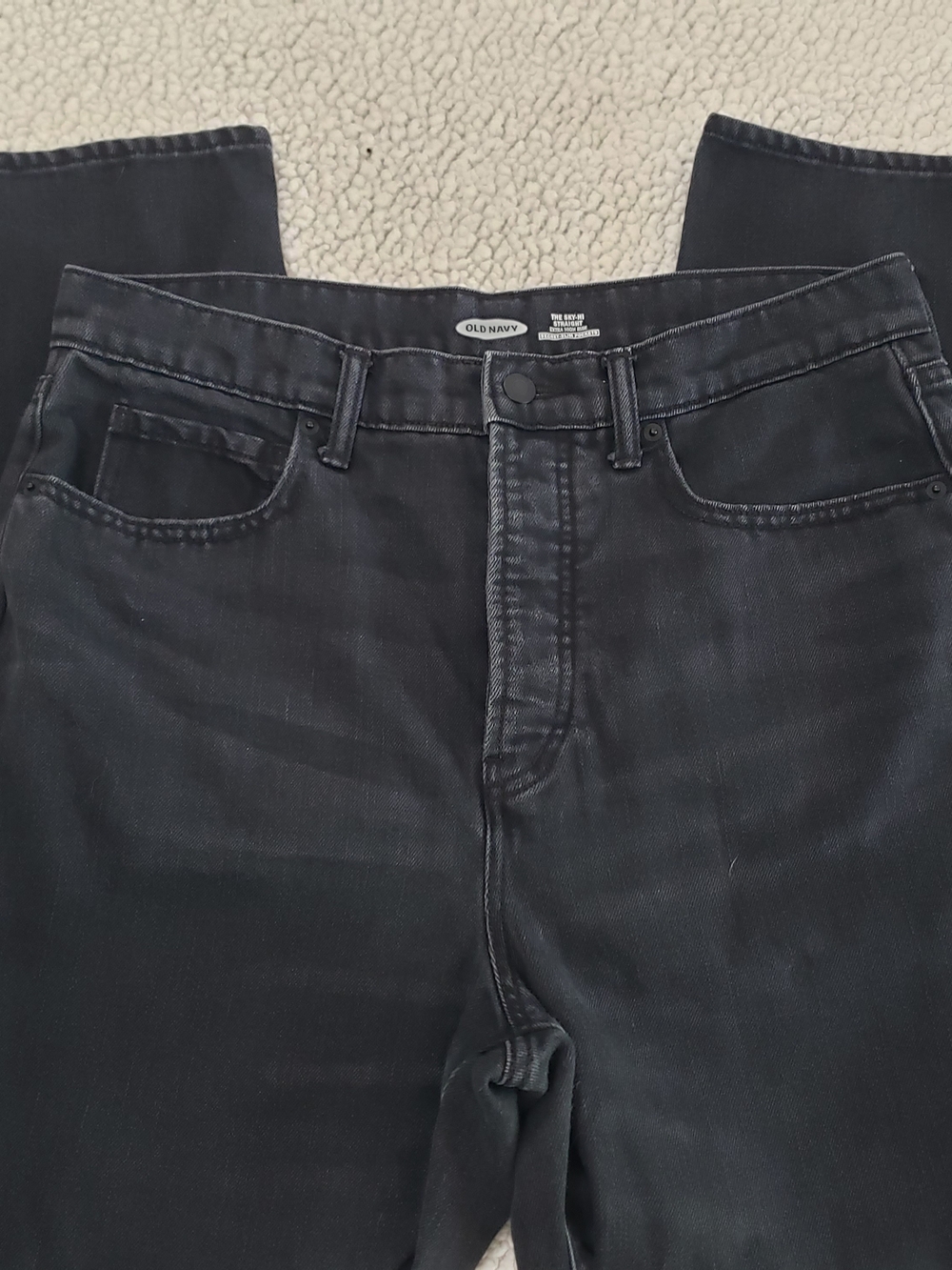VTG OLD NAVY Distressed Black Slim Straight Extra High Rise Boyfriend Jeans | 12